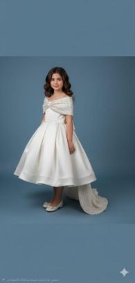 صورة فستان سهرة الفخامة بيج ذيل وصدر مزين باللول